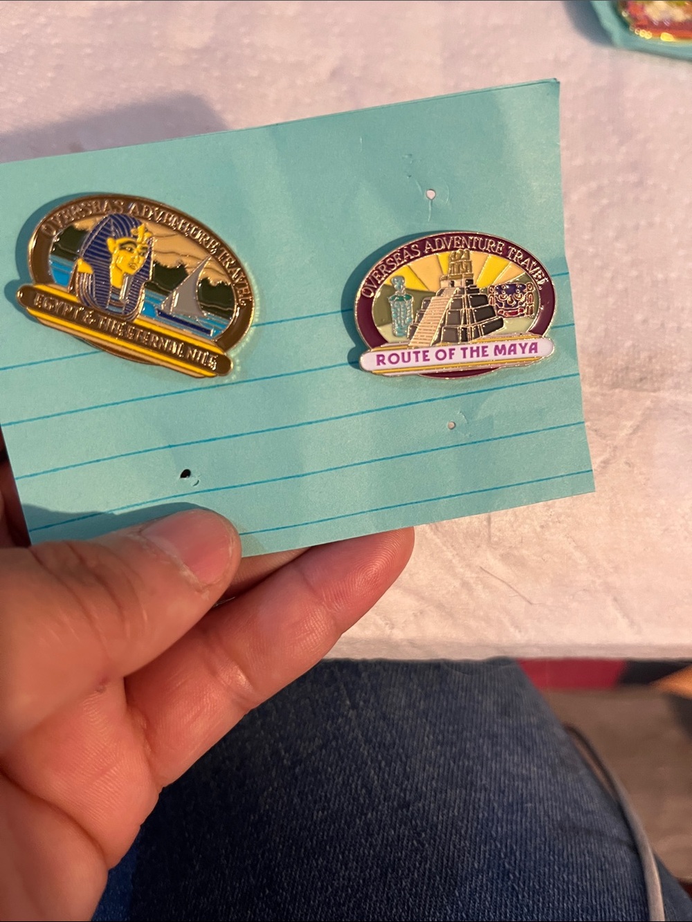 Vintage Pink & Gold Route of the Maya Enamel Pin Set